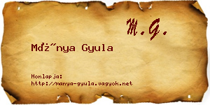 Mánya Gyula névjegykártya